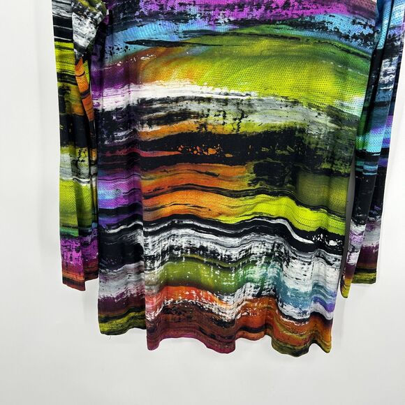 SNOSKINS Women's Art To Wear Abstract Colorful Cowl Neck Tunic Top Size Large - Picture 4 of 8